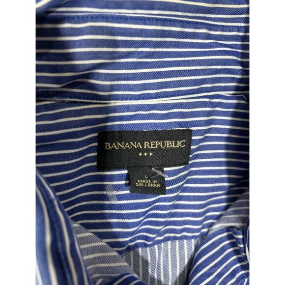 Banana Republic Shirt Mens Blue Stripe Long Sleeve Button Up Large - Picture 2 of 3